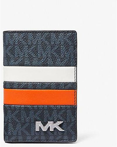 Michael Kors Signature Logo Stripe Bi-fold Card Case - Blue