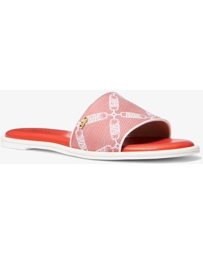 Michael Kors Saylor Empire Logo Jacquard Slide Sandal - Pink
