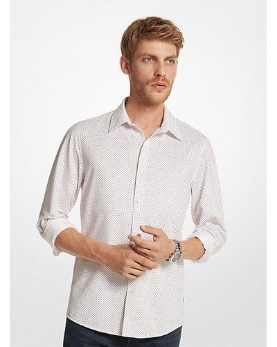 Michael Kors Slim-fit Printed Stretch Shirt - White