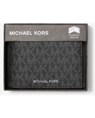 Michael Kors Harrison Logo Billfold Wallet With Passcase - Grey
