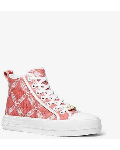 Michael Kors Evy Empire Logo Jacquard High-top Sneaker - Pink