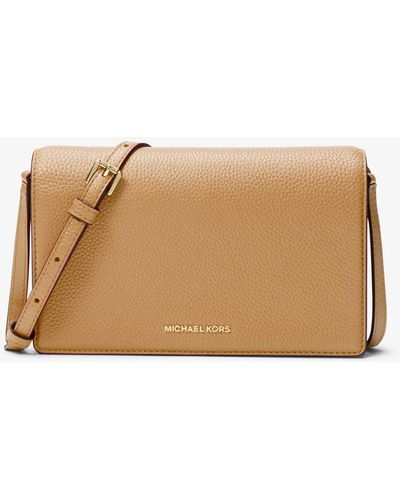 MICHAEL Michael Kors Umhängetasche Jet Set Medium Aus Gekrispeltem Leder Mit Umschlag - Natur