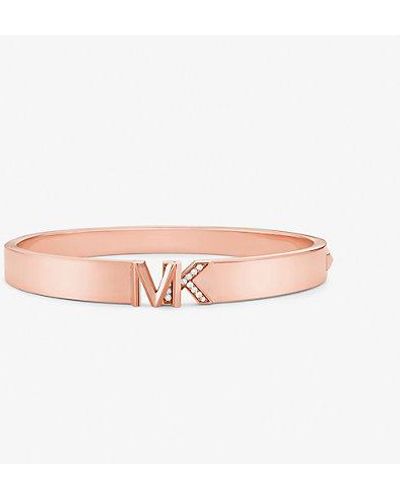 Michael Kors Precious Metal-plated Brass Pavé Logo Bangle - Pink
