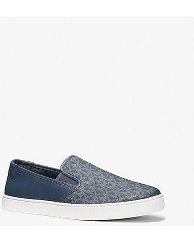 Michael Kors Cal Logo And Leather Slip-on Sneaker - Blue