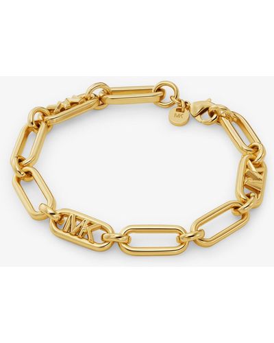 Michael Kors Platinum Plated Empire Link Chain Bracelet - Metallic