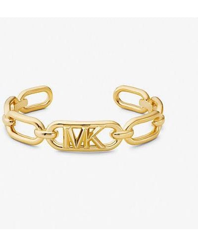 Michael Kors 14k Gold Plated Frozen Empire Link Cuff Bracelet - Metallic