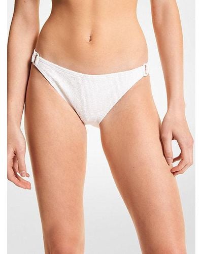 Michael Kors Textured Stretch Bikini Bottom - White