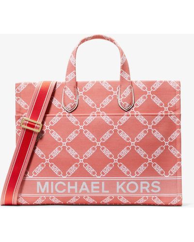 Michael Kors Gigi Large Empire Logo Jacquard Tote Bag - Pink