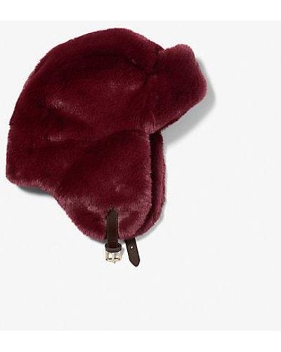 Michael Kors Faux Fur Trapper Hat - Red