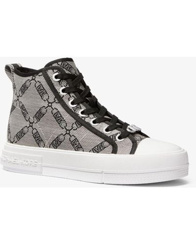 MICHAEL Michael Kors Hi-Top-Sneaker Evy Aus Jacquard Mit Empire-Logomuster - Weiß