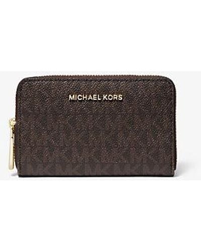 Michael Kors Small Logo And Leather Wallet - Brown