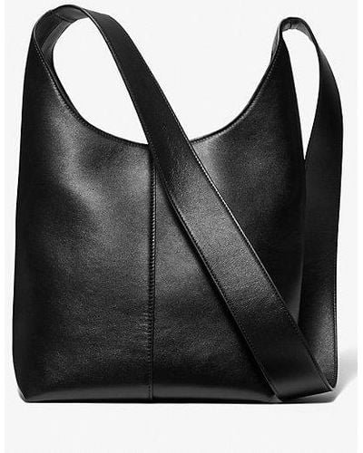 Michael Kors Dede Medium Leather Hobo Bag - Black