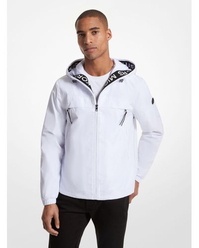 Michael Kors Logo Tape Woven Windbreaker Jacket - White