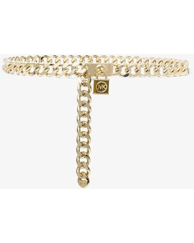 Michael Kors Cintura a catena tonalità oro con lucchetto - Bianco