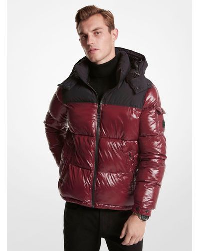 Michael Kors Roseville Quilted Ciré Nylon Puffer Jacket - Red