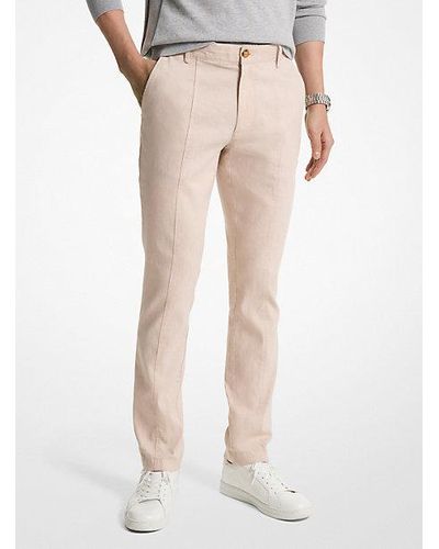 Michael Kors Mk Linen Blend Trousers - Natural