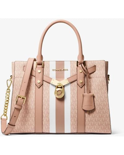 MICHAEL Michael Kors Henkeltasche Nouveau Hamilton Large Aus Logostoff Mit Streifen - Mehrfarbig