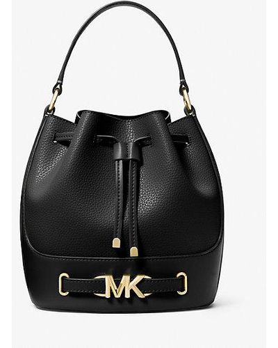 Michael Kors Reed Medium Pebbled Leather Bucket Bag - Black