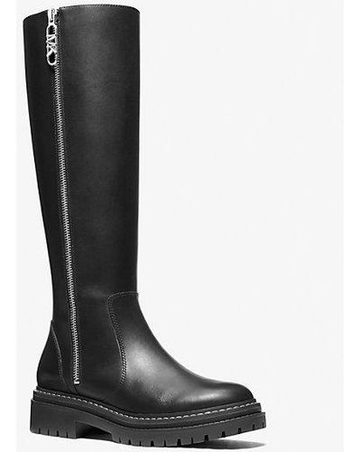 Michael Kors Mk Regan Leather Boot - Black