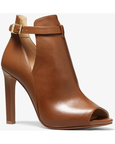 Michael Kors Lawson Leather Open-toe Ankle Boot - Brown