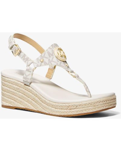 MICHAEL Michael Kors Casey Signature Logo Wedge Sandal - White