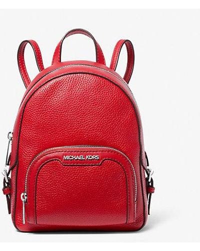 Michael Kors Jaycee Extra-small Pebbled Leather Convertible Backpack - Red