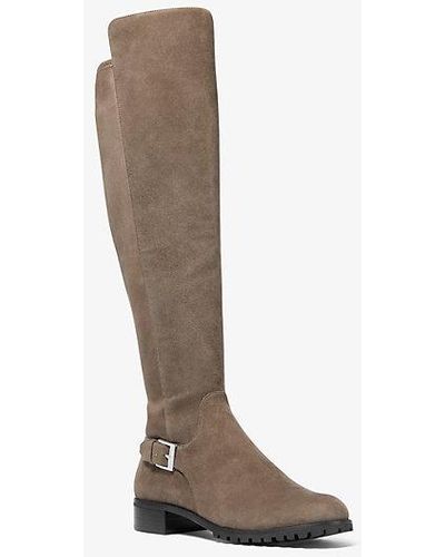 Michael Kors Branson Stretch Suede Boot - Gray
