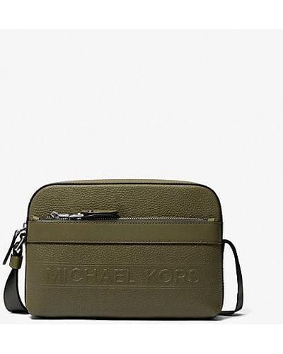 Michael Kors Hudson Pebbled Leather Utility Crossbody Bag - Green