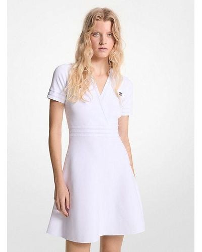 Michael Kors Mk Stretch Knit Flared Mini Dress - White