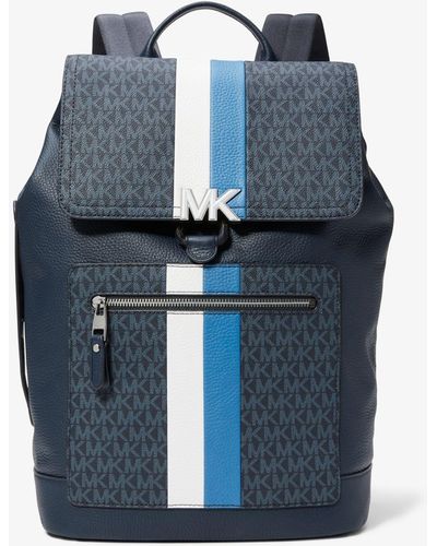 Michael Kors Hudson Logo Stripe And Leather Backpack - Multicolor
