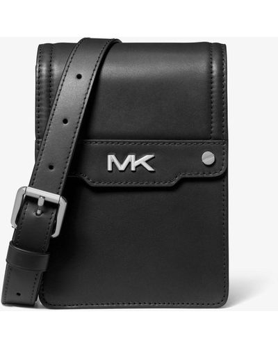 Michael Kors Varick Leather Smartphone Crossbody Bag - Black