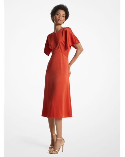 MICHAEL Michael Kors Vestido midi de crepé de punto roma elástico - Rojo