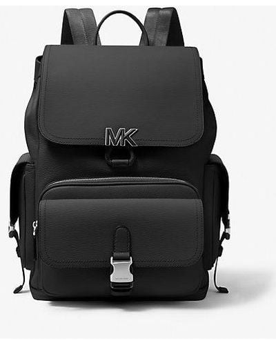 Michael Kors Logo-plaque Leather Backpack - Black