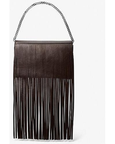 Michael Kors Ali Fringed Leather Clutch - Brown