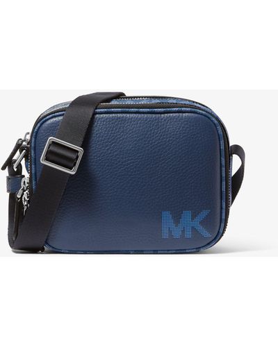 Michael Kors Hudson Pebbled Leather Crossbody Bag - Blue