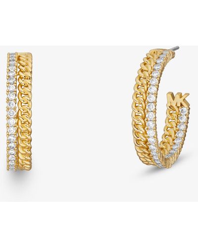 Michael Kors 14k Gold Plated Chain Hoop Earrings - Metallic