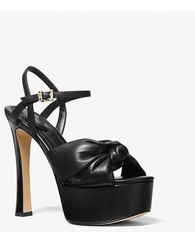 Michael Kors Elena Leather Platform Sandal - Black