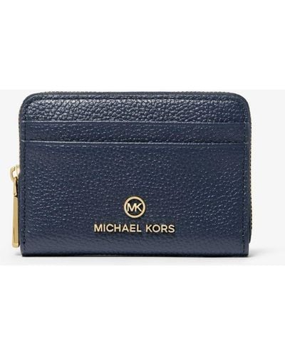 MICHAEL Michael Kors Brieftasche Jet Set Small Aus Gekrispeltem Leder - Blau