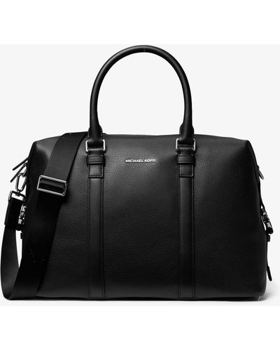 Michael Kors Hudson Medium Pebbled Leather Duffel Bag - Black