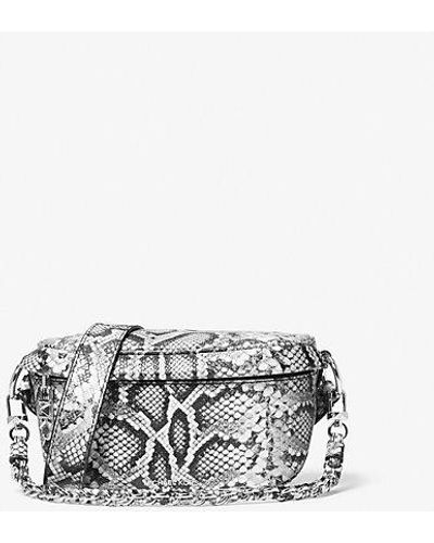 Michael Kors Slater Extra-small Snake Embossed Leather Sling Pack - White