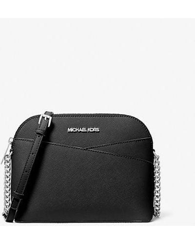 Michael Kors Jet Set Travel Medium Saffiano Leather Dome Crossbody Bag - Black