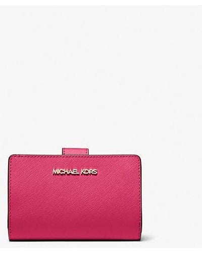 Michael Kors Medium Crossgrain Leather Wallet - Pink
