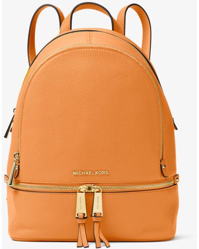 MICHAEL Michael Kors Rhea Medium Leather Backpack - Orange