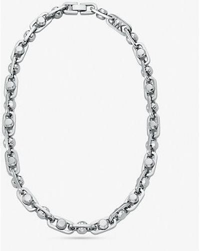 Michael Kors Astor Large Precious Metal-plated Brass Link Necklace - White