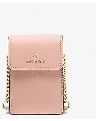 Michael Kors Jet Set Charm Small Saffiano Leather Smartphone Crossbody Bag - Pink