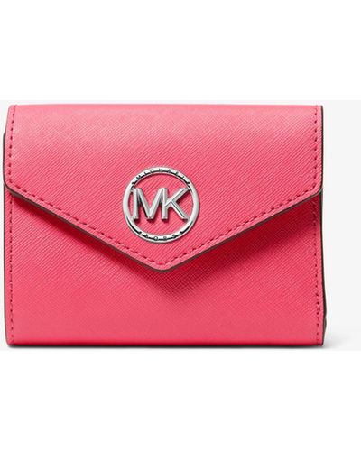 MICHAEL Michael Kors Greenwich Medium Saffiano Leather Tri-fold Envelope Wallet - Pink