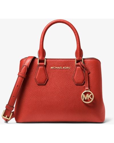 MICHAEL Michael Kors Bolso satchel Camille pequeño de piel granulada - Rojo