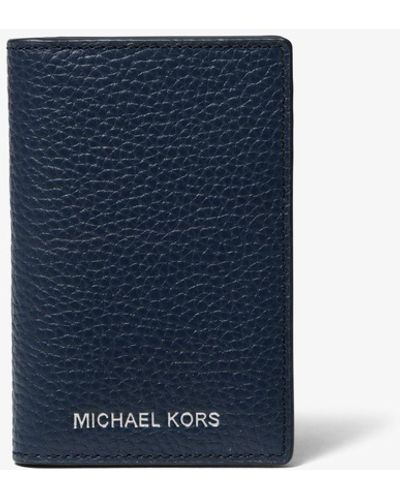 Michael Kors Porte-cartes Hudson en cuir à deux volets - Bleu