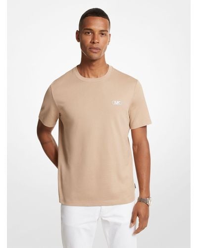 Michael Kors Mk Empire Logo Cotton T-Shirt - Natural