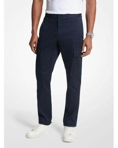 Michael Kors Pantalon cargo en coton biologique extensible - Bleu